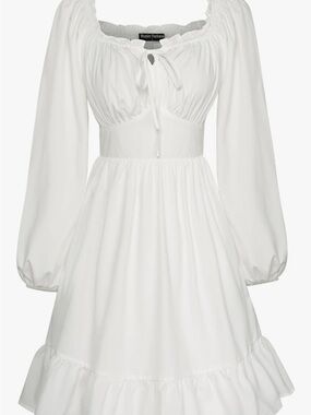 Reformation White Long-Sleeve Peasant Dress Scarlet Darkness